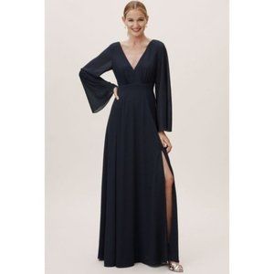 NWT BHLDN Doria Maxi Dress Long Sleeve Navy